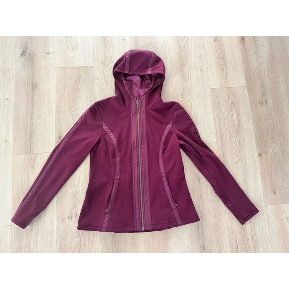 Athleta VERBIER JACKET 2 Hooded Full Zip Training Burgundy Size Large - Picture 4 of 8